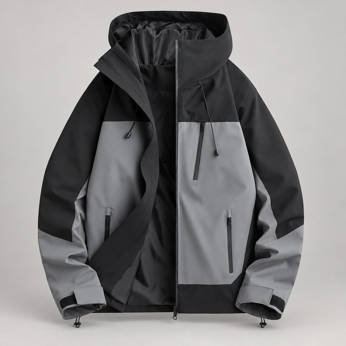 Harlan Men’s Hooded Color-Block Jacket with Zip Pockets
