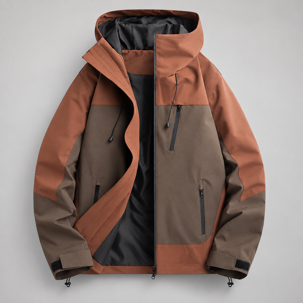 Harlan Men’s Hooded Color-Block Jacket with Zip Pockets