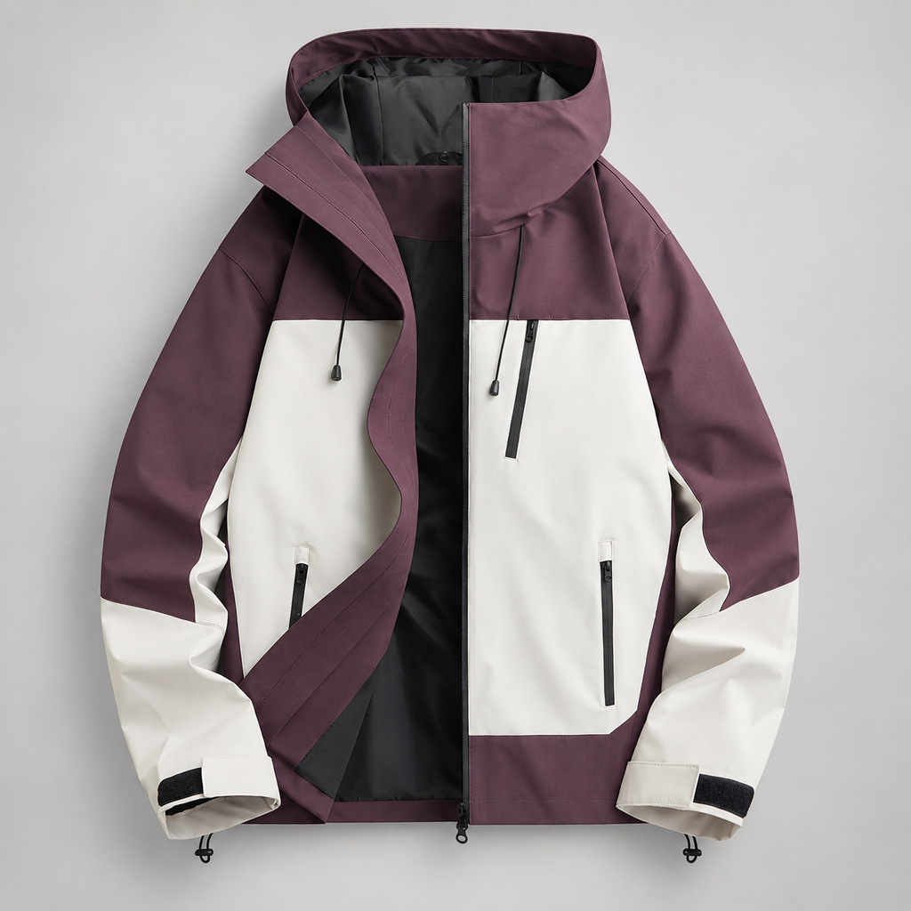 Harlan Men’s Hooded Color-Block Jacket with Zip Pockets