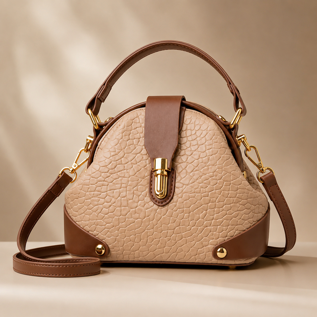 Harper Handbag with Gold-Tone Lock Closure