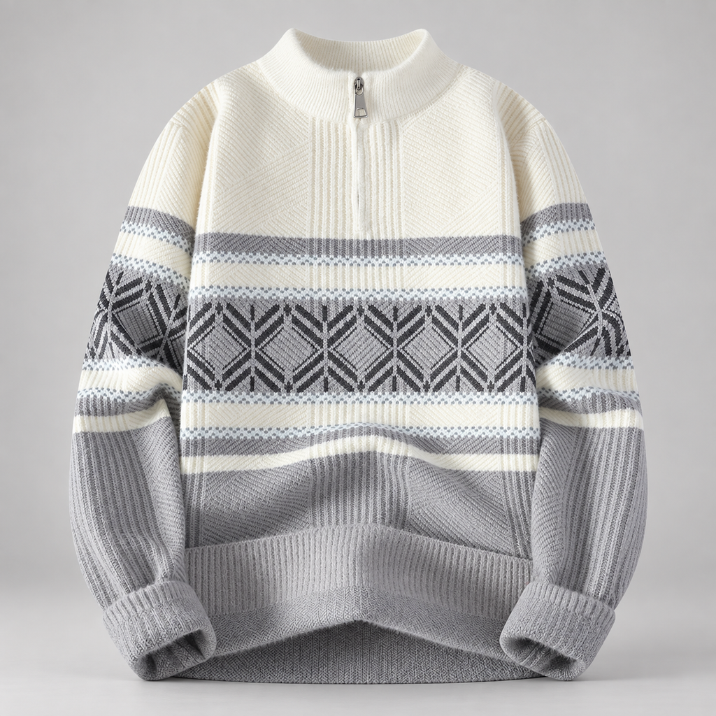 Harrison Men’s Geometric Knit Quarter-Zip Sweater
