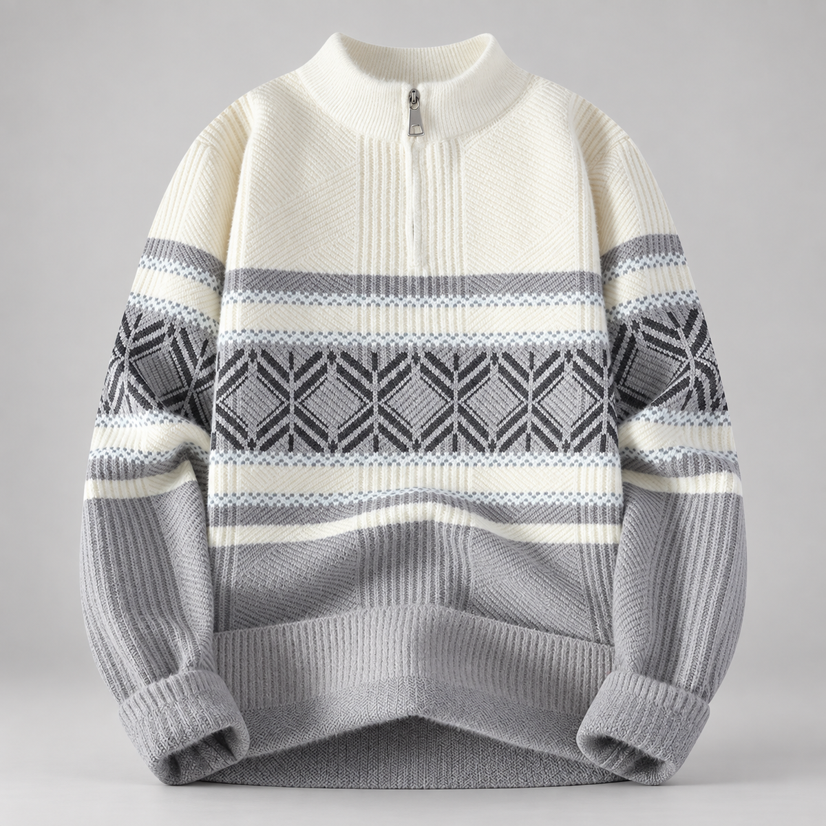 Harrison Men’s Geometric Knit Quarter-Zip Sweater
