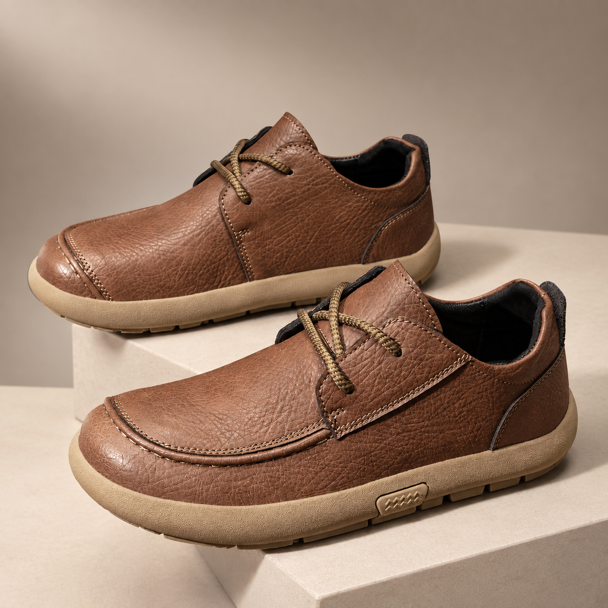 Harrison Men’s Textured Leather-Look Moc-Toe Casual Shoes