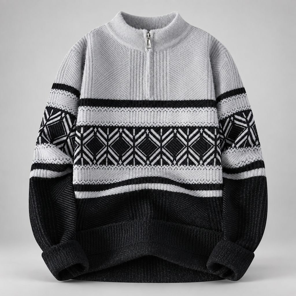 Harrison Men’s Geometric Knit Quarter-Zip Sweater