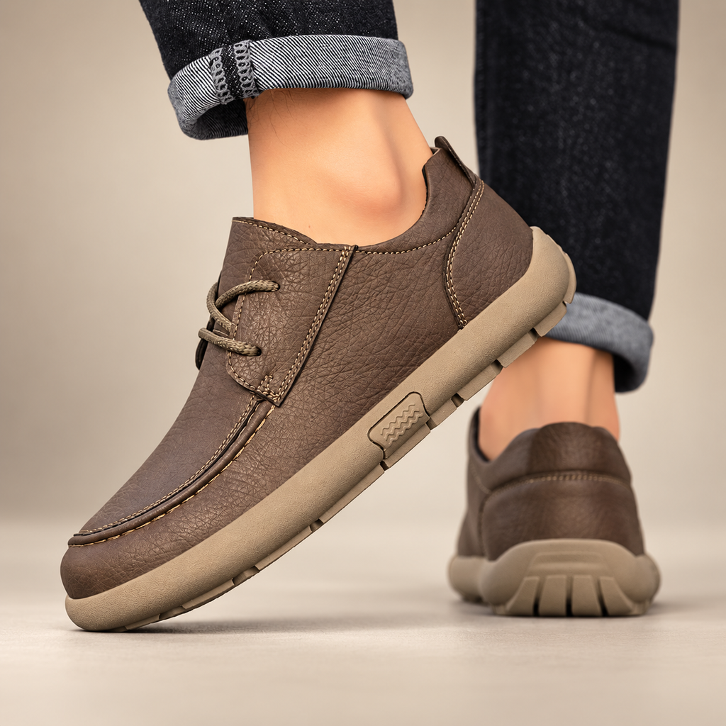 Harrison Men’s Textured Leather-Look Moc-Toe Casual Shoes