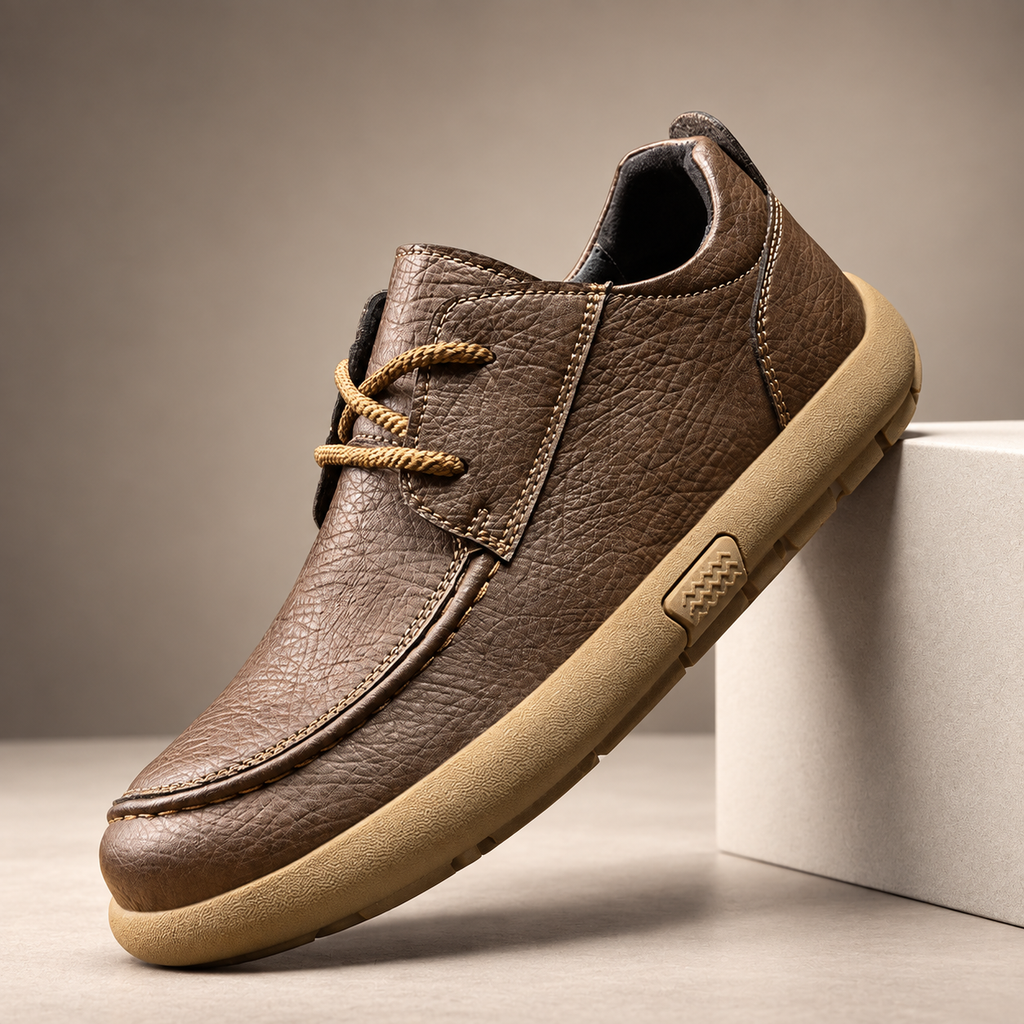 Harrison Men’s Textured Leather-Look Moc-Toe Casual Shoes