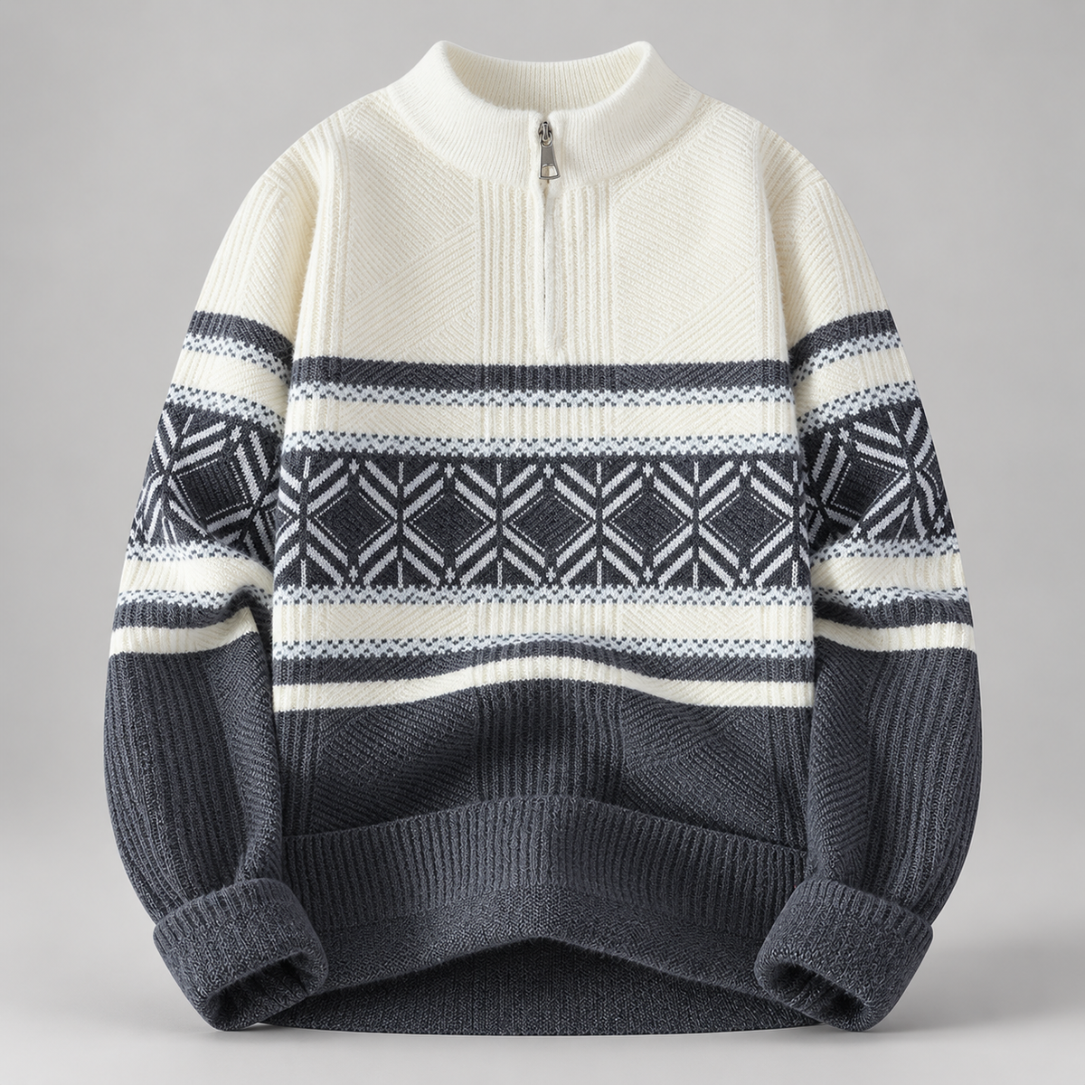 Harrison Men’s Geometric Knit Quarter-Zip Sweater