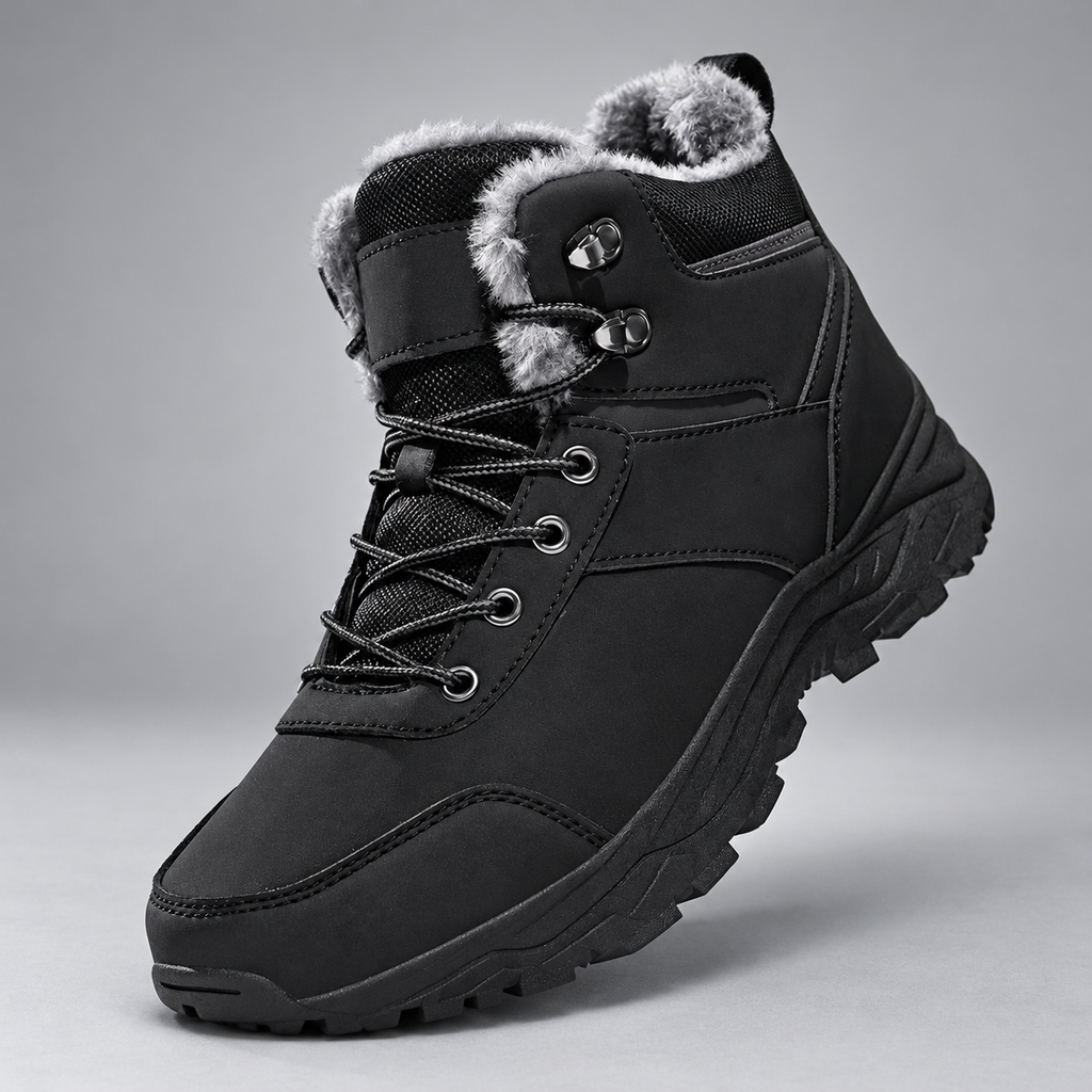 Heath Men’s Faux-Fur-Lined Lace-Up Winter Boots with Rugged Tread Sole