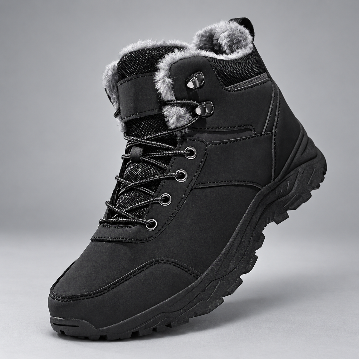 Heath Men’s Faux-Fur-Lined Lace-Up Winter Boots with Rugged Tread Sole