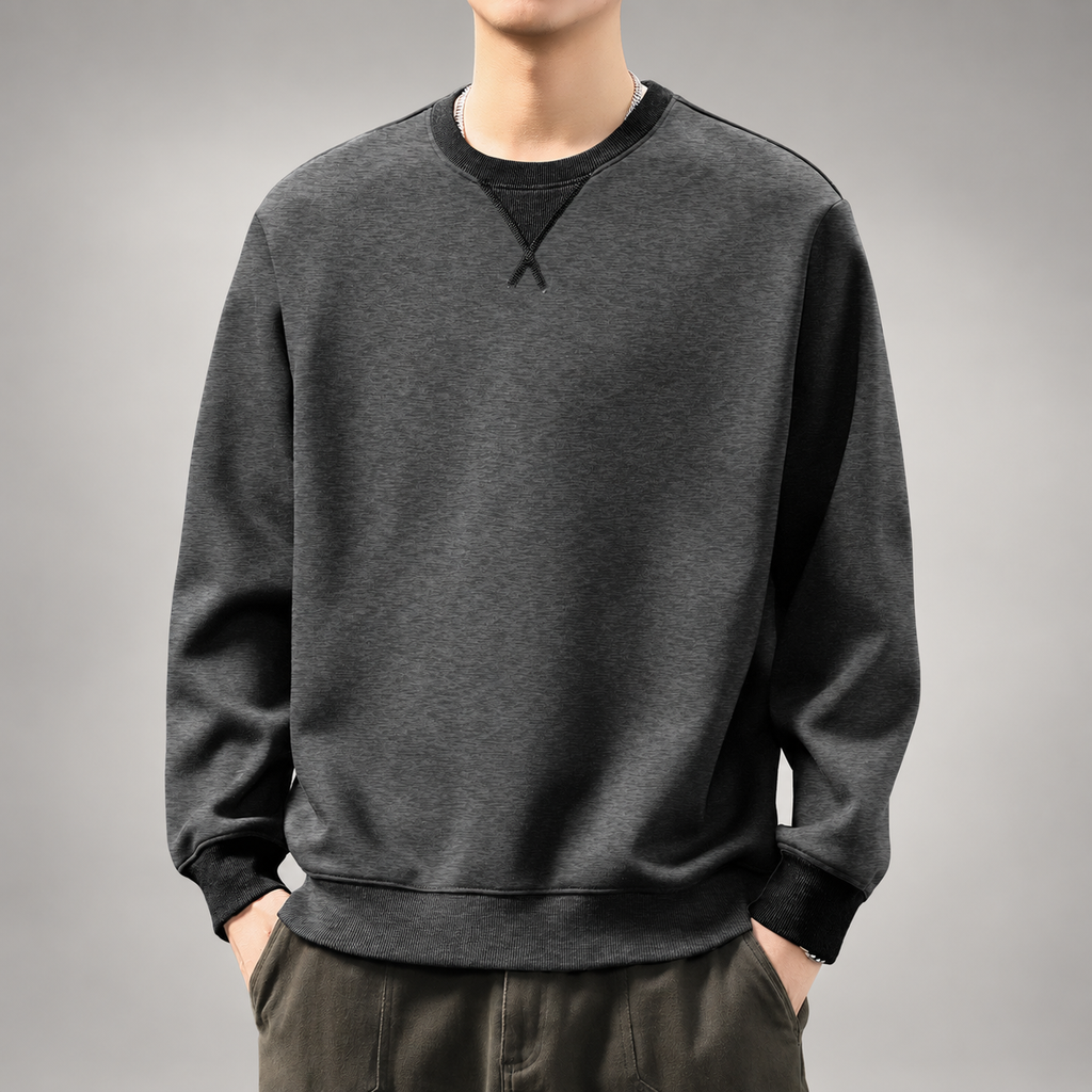 Tobin Ellery Men’s Crewneck Sweatshirt with Contrast Ribbed Trim