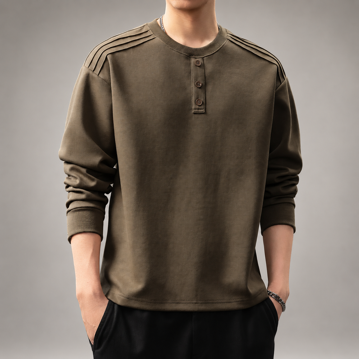 Oswin Men’s Long Sleeve Henley Shirt