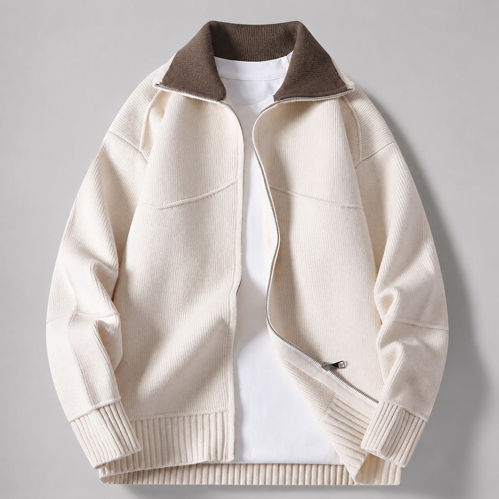 Heritage Contrast Full-Zip Knit Jacket