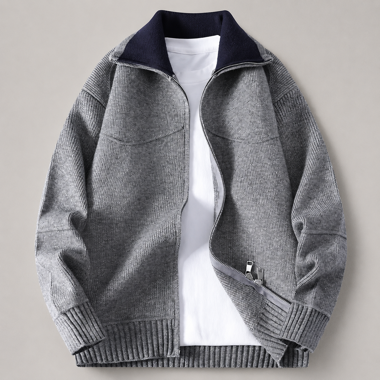 Heritage Contrast Full-Zip Knit Jacket