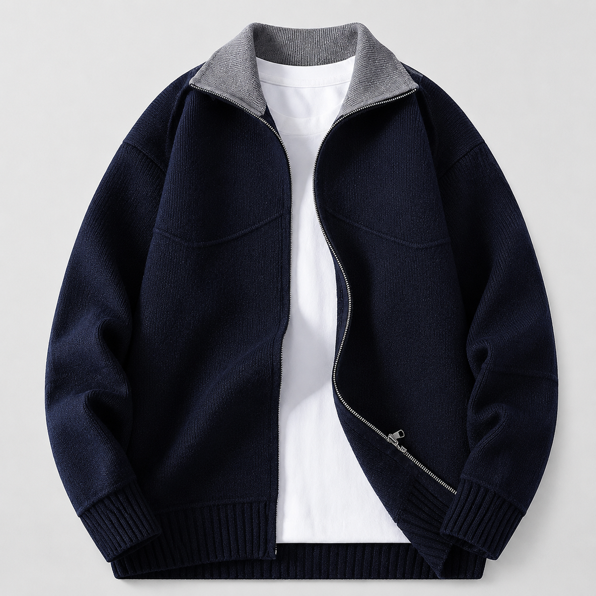 Heritage Contrast Full-Zip Knit Jacket