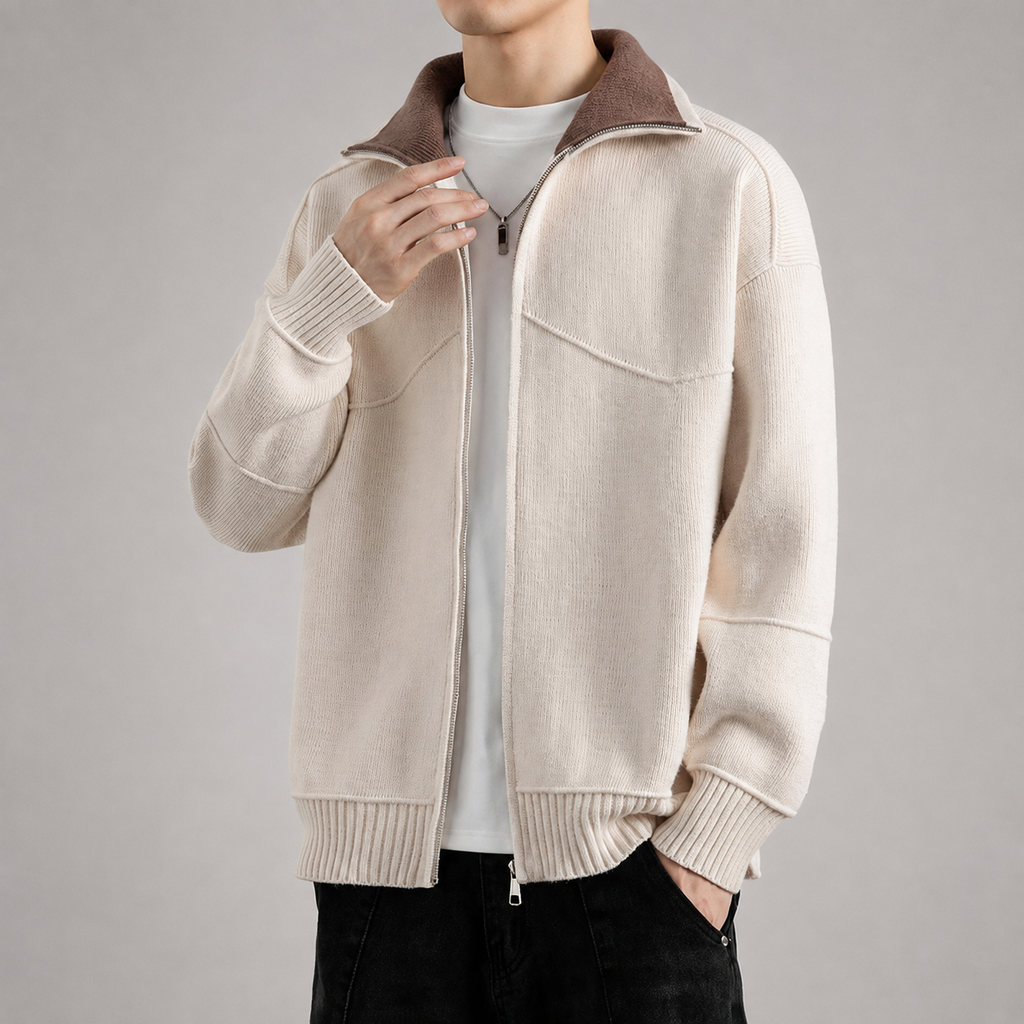 Heritage Contrast Full-Zip Knit Jacket