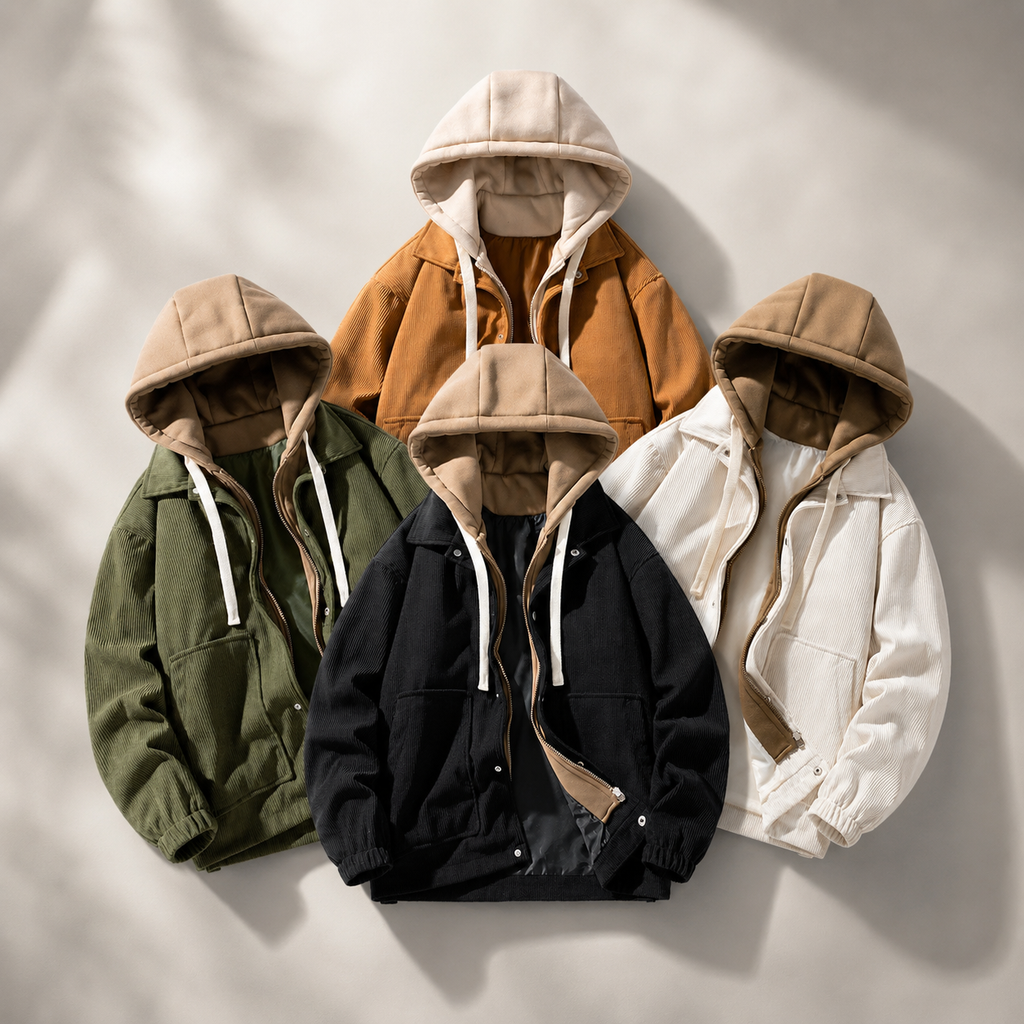 Holden Men's Corduroy Hoodie Jacket – 2-in-1 Zip Front Layered Coat