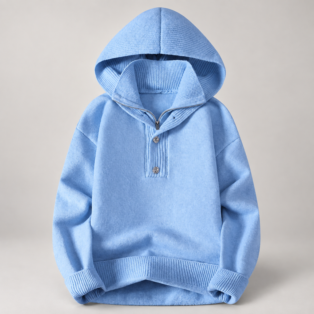 Holden Men’s Hooded Knit Sweater with Quarter-Zip