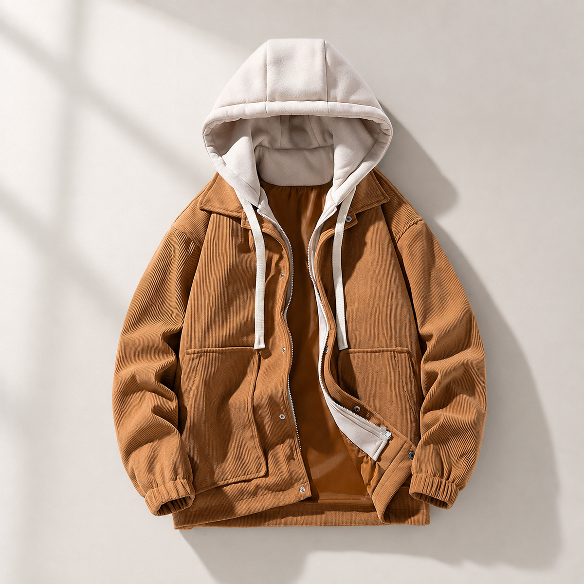Holden Men's Corduroy Hoodie Jacket – 2-in-1 Zip Front Layered Coat