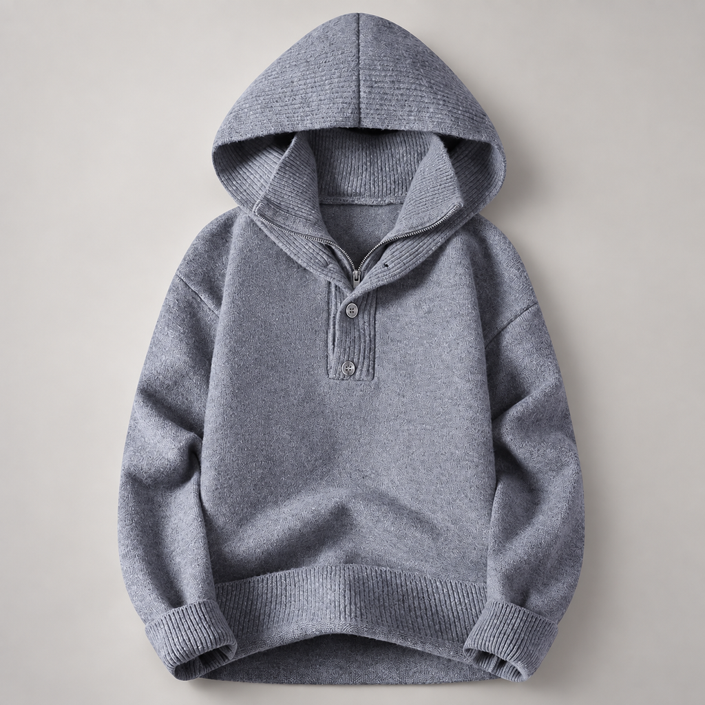Holden Men’s Hooded Knit Sweater with Quarter-Zip