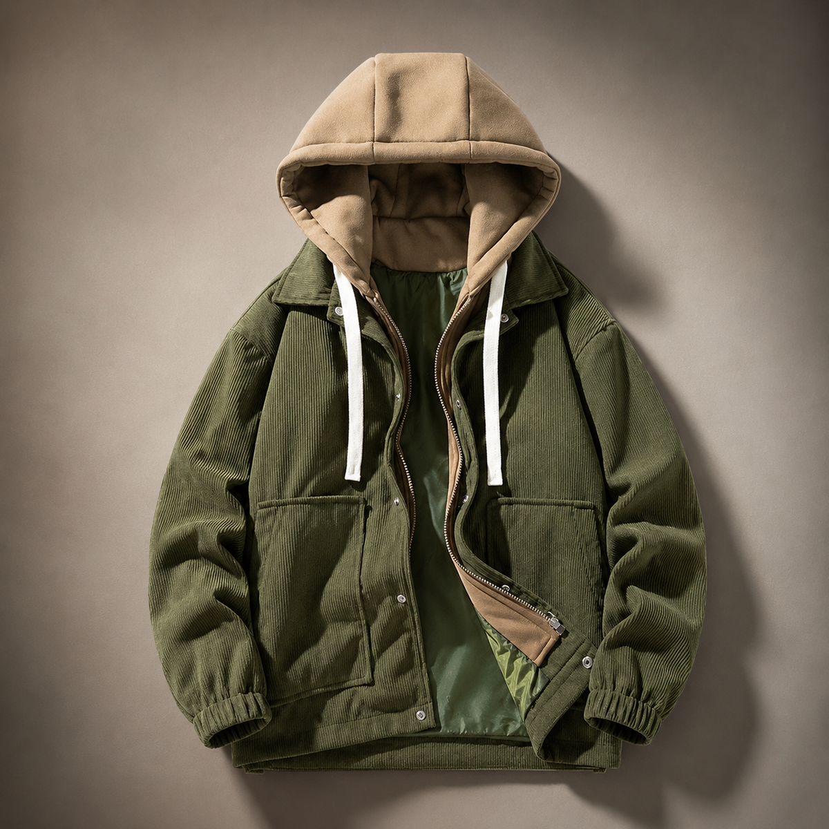 Holden Men's Corduroy Hoodie Jacket – 2-in-1 Zip Front Layered Coat