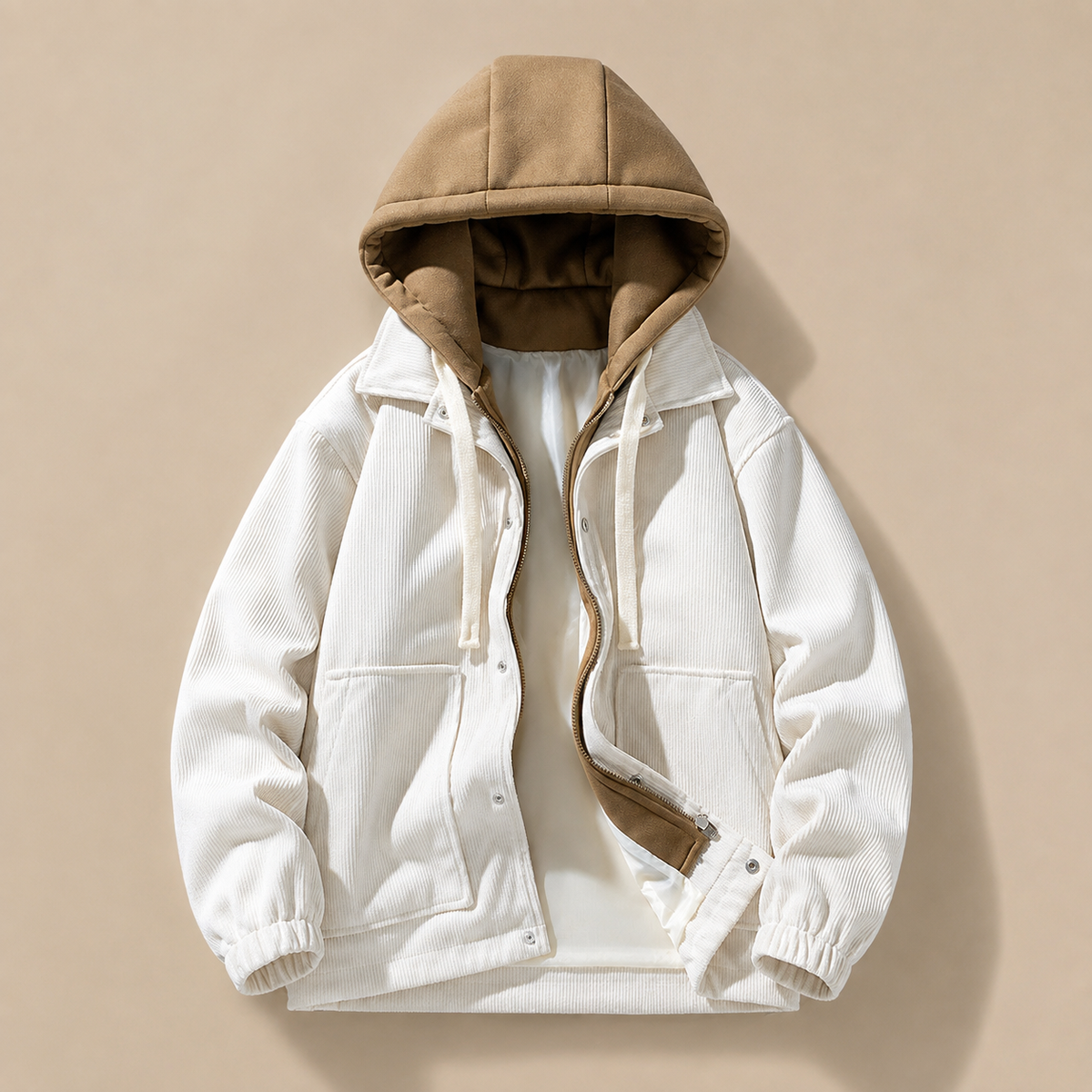 Holden Men's Corduroy Hoodie Jacket – 2-in-1 Zip Front Layered Coat