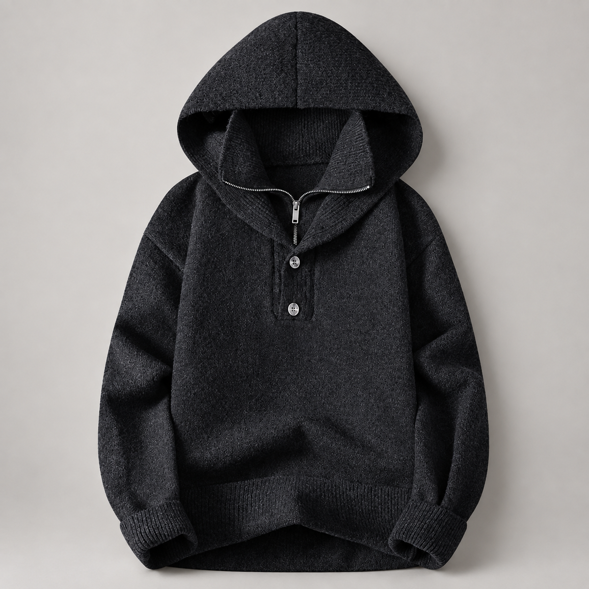 Holden Men’s Hooded Knit Sweater with Quarter-Zip
