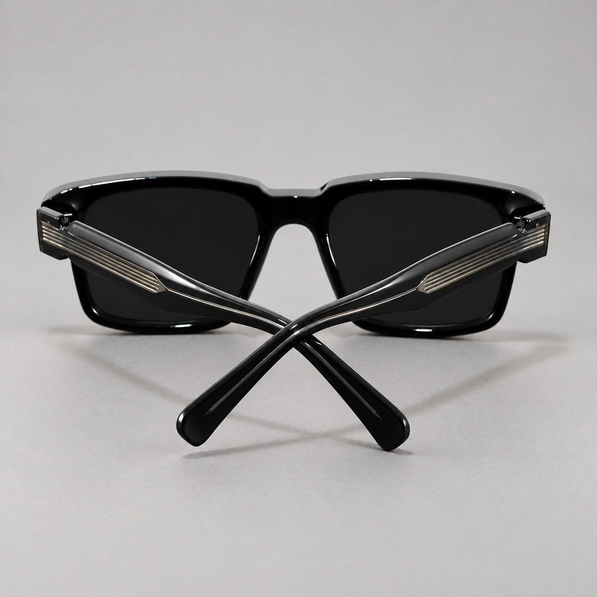 Hollis Rectangular Sunglasses with Sculpted Temples