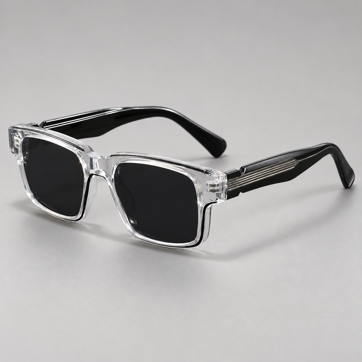Hollis Rectangular Sunglasses with Sculpted Temples