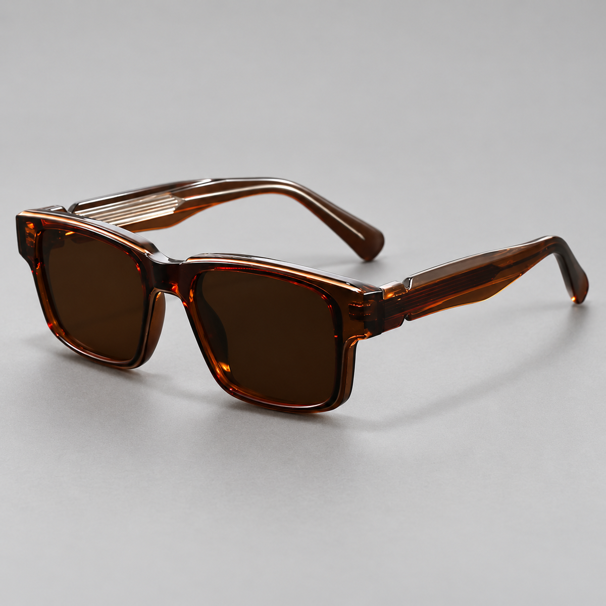 Hollis Rectangular Sunglasses with Sculpted Temples