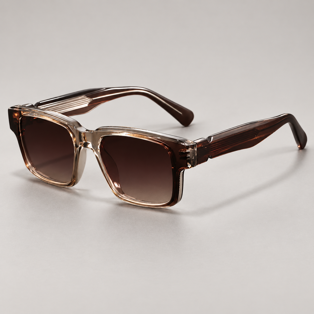 Hollis Rectangular Sunglasses with Sculpted Temples