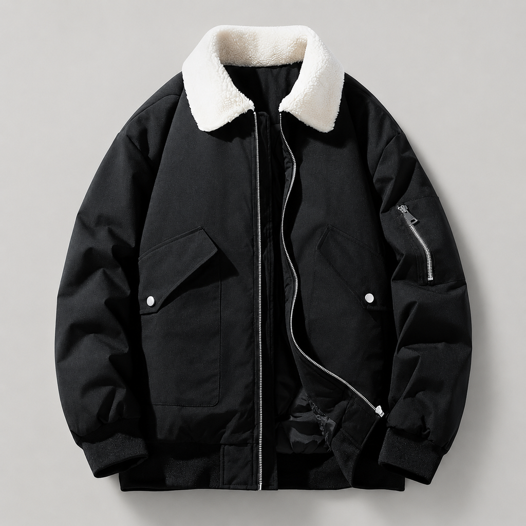 Hudson Men’s Sherpa Collar Bomber Jacket