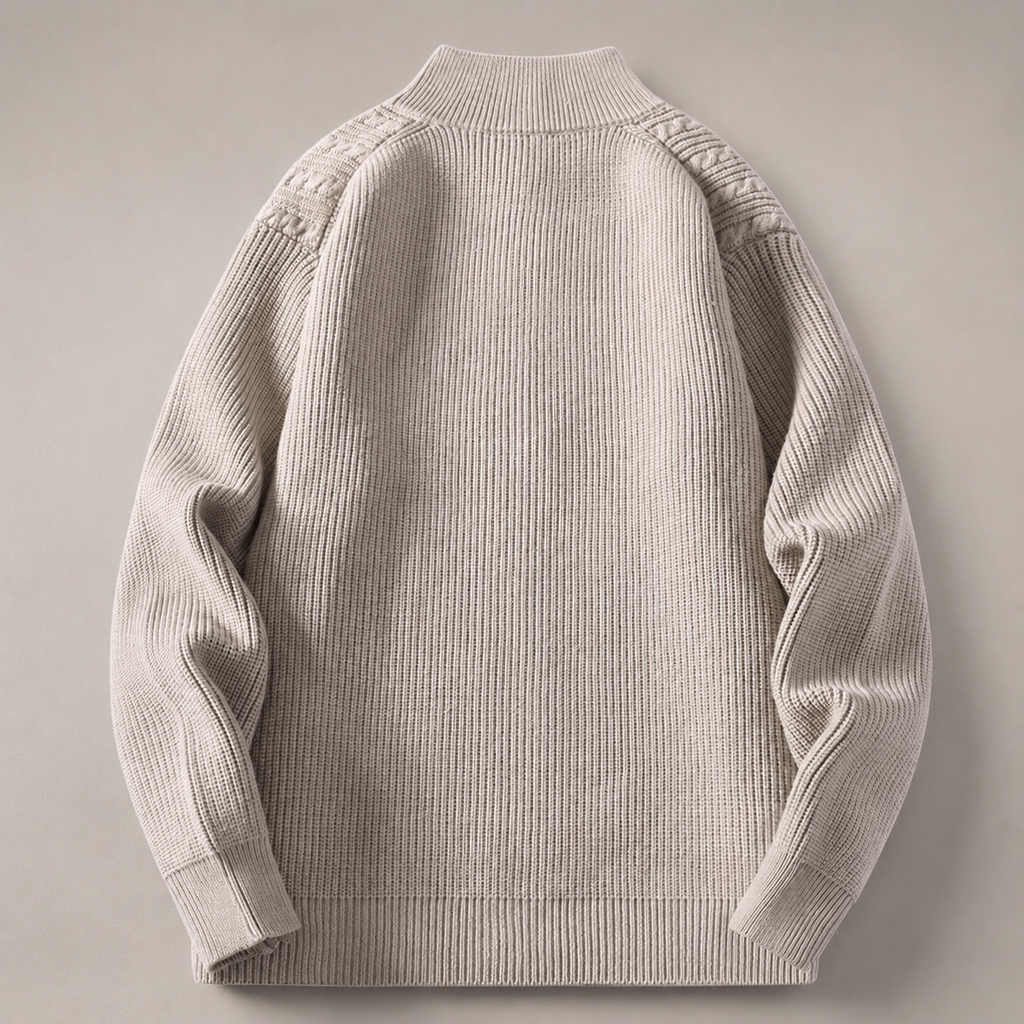 Hudson High Collar Cable Knit Full-Zip Cardigan