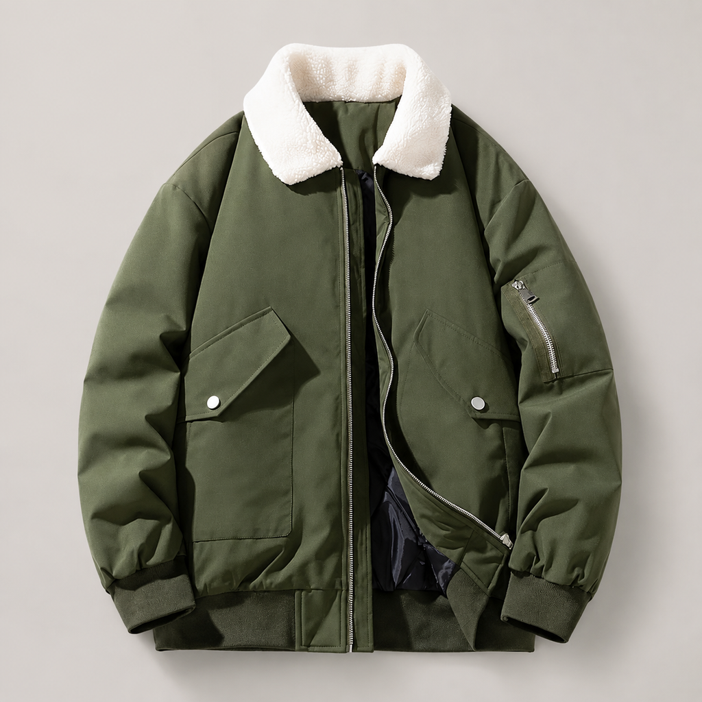 Hudson Men’s Sherpa Collar Bomber Jacket