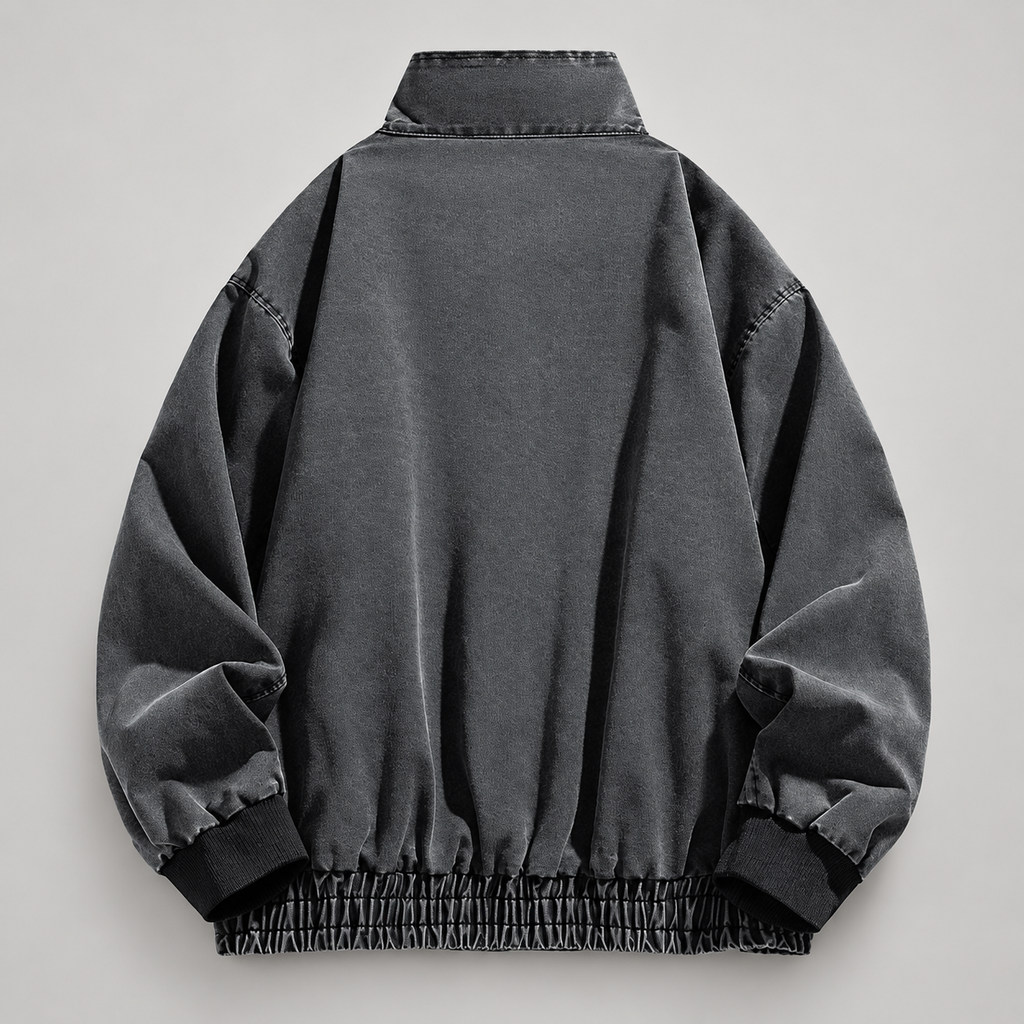 Hugh Men’s Stand-Collar Button-Front Bomber Jacket