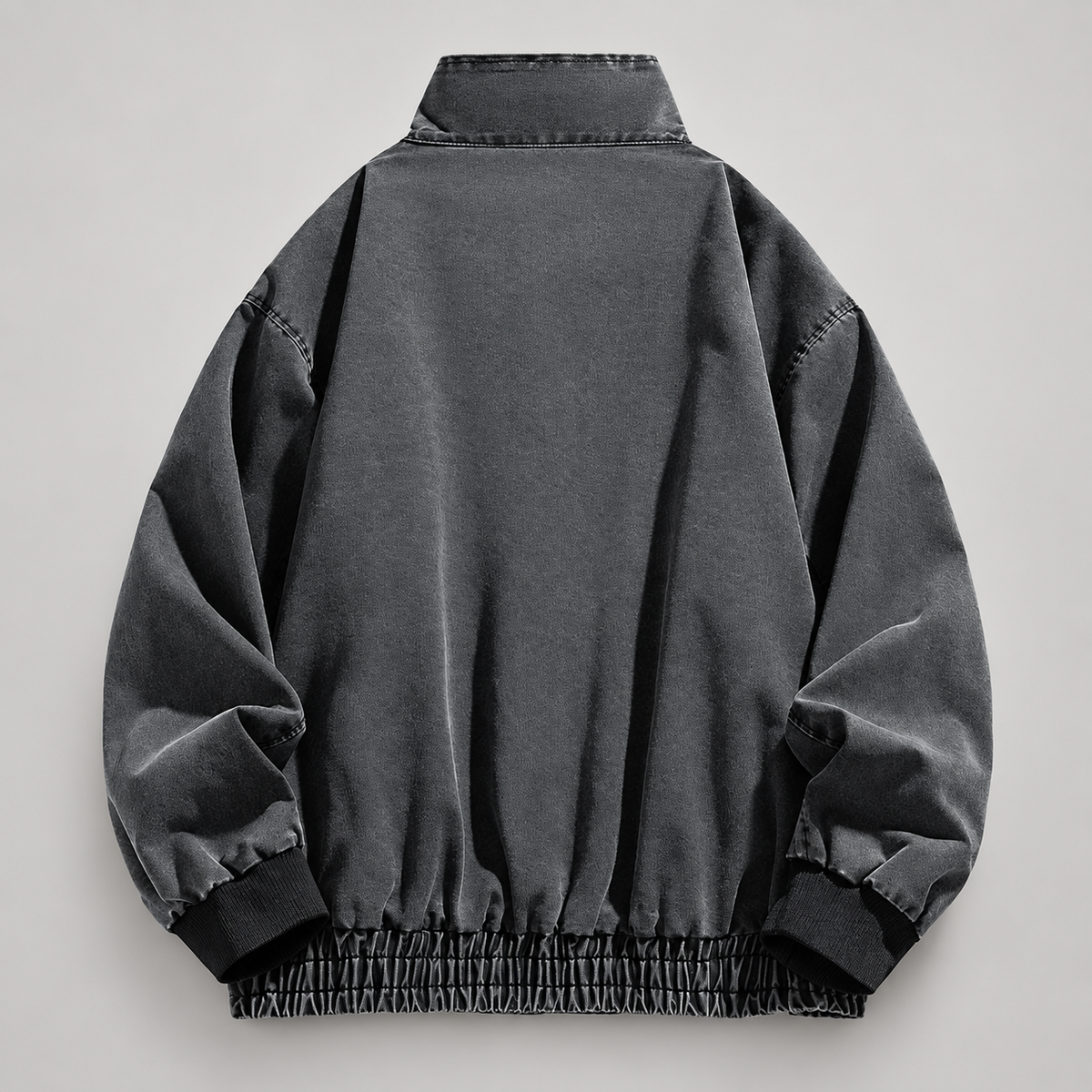 Hugh Men’s Stand-Collar Button-Front Bomber Jacket