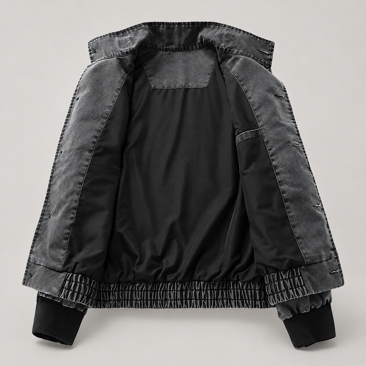 Hugh Men’s Stand-Collar Button-Front Bomber Jacket
