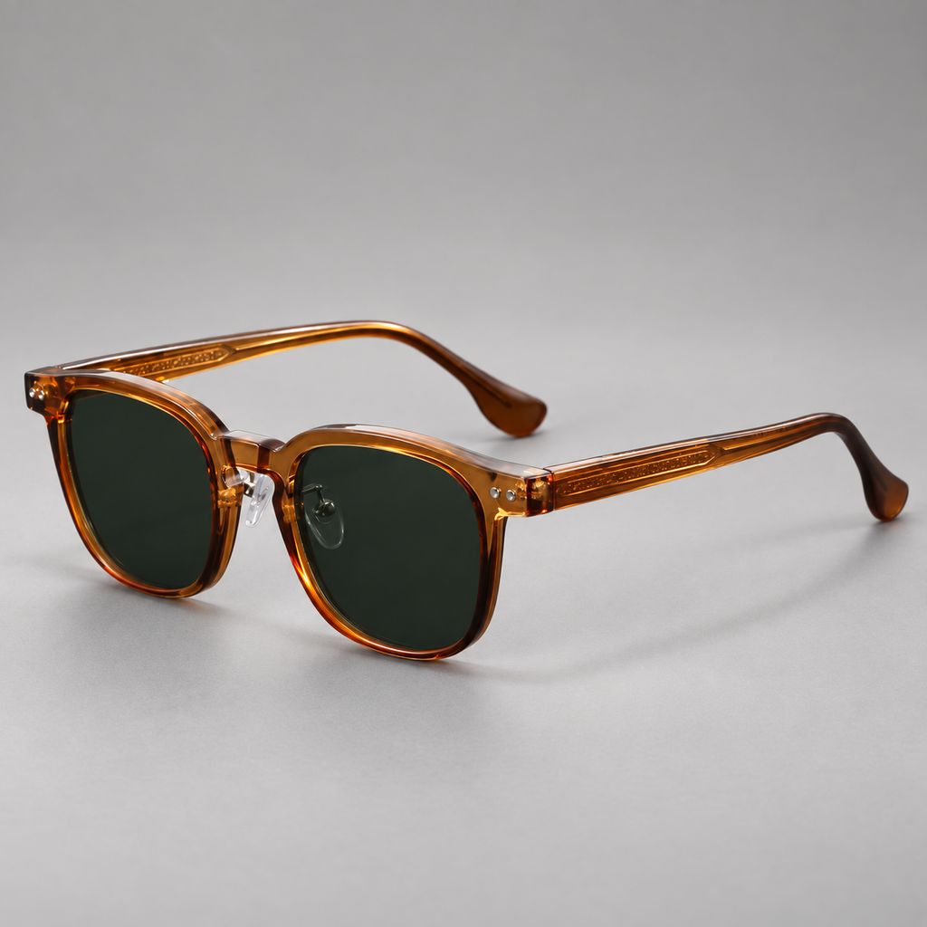Hugo Square Browline Sunglasses with Clear Nose Pads