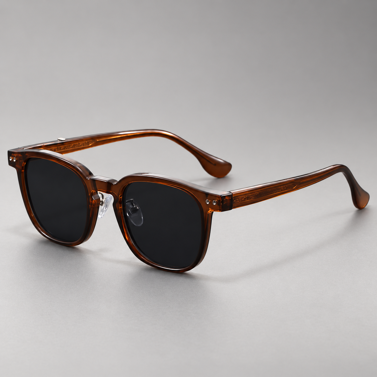 Hugo Square Browline Sunglasses with Clear Nose Pads