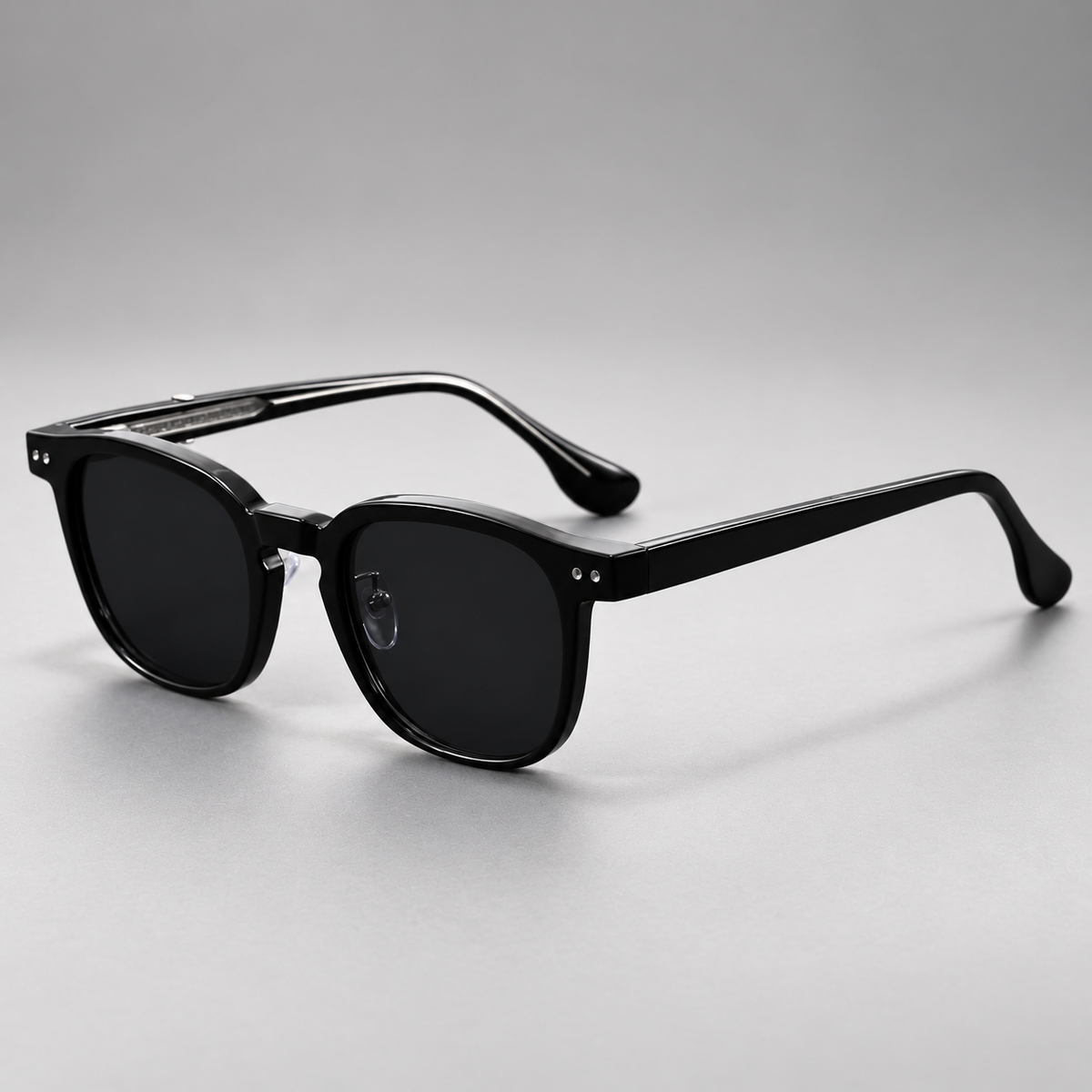 Hugo Square Browline Sunglasses with Clear Nose Pads