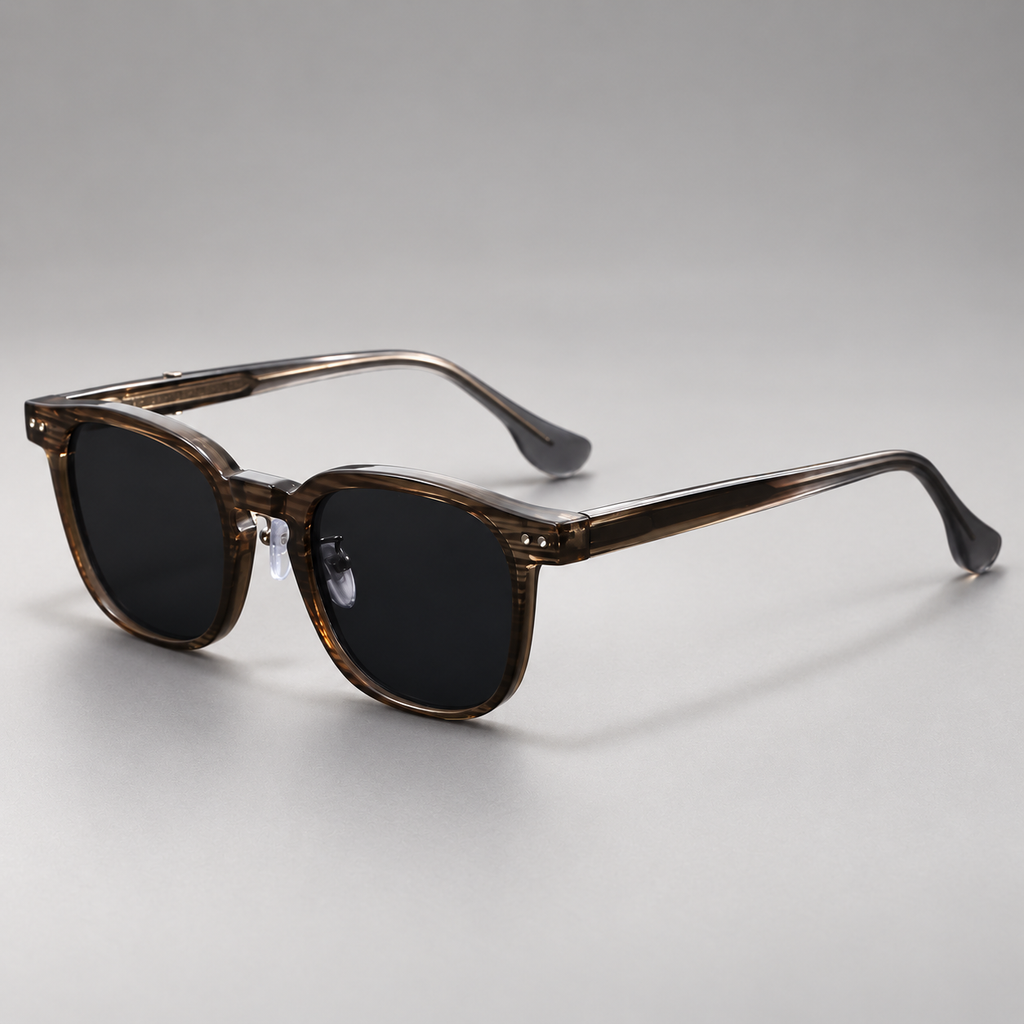 Hugo Square Browline Sunglasses with Clear Nose Pads