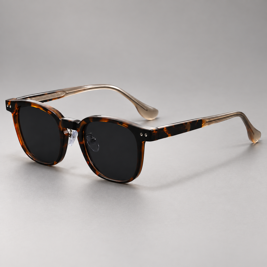 Hugo Square Browline Sunglasses with Clear Nose Pads