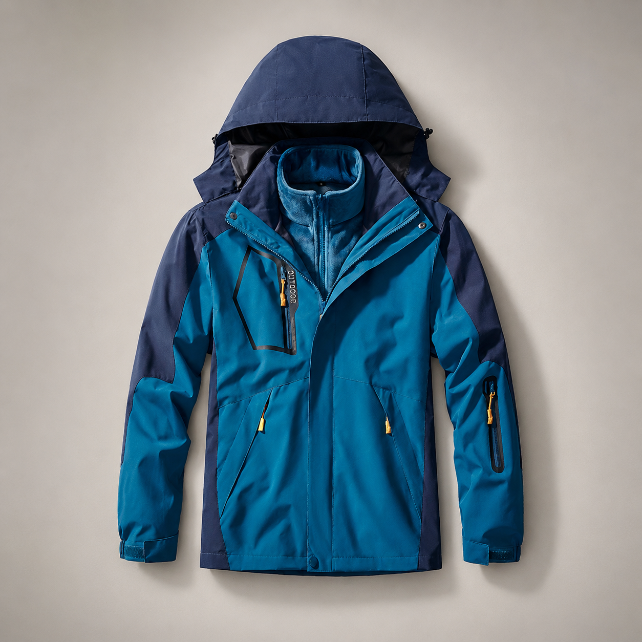 Hunter Men’s Hooded Outdoor Jacket with Fleece Layer
