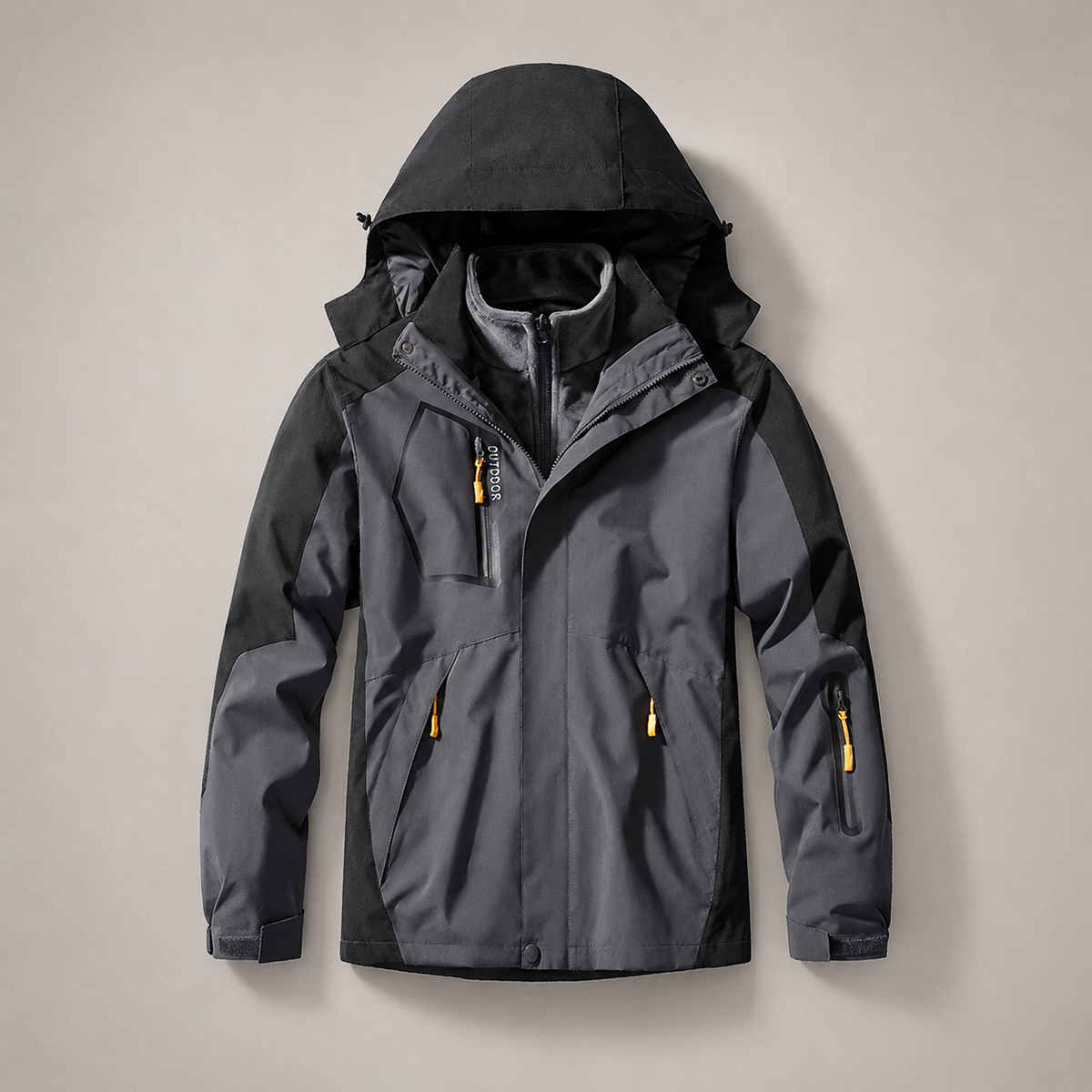 Hunter Men’s Hooded Outdoor Jacket with Fleece Layer
