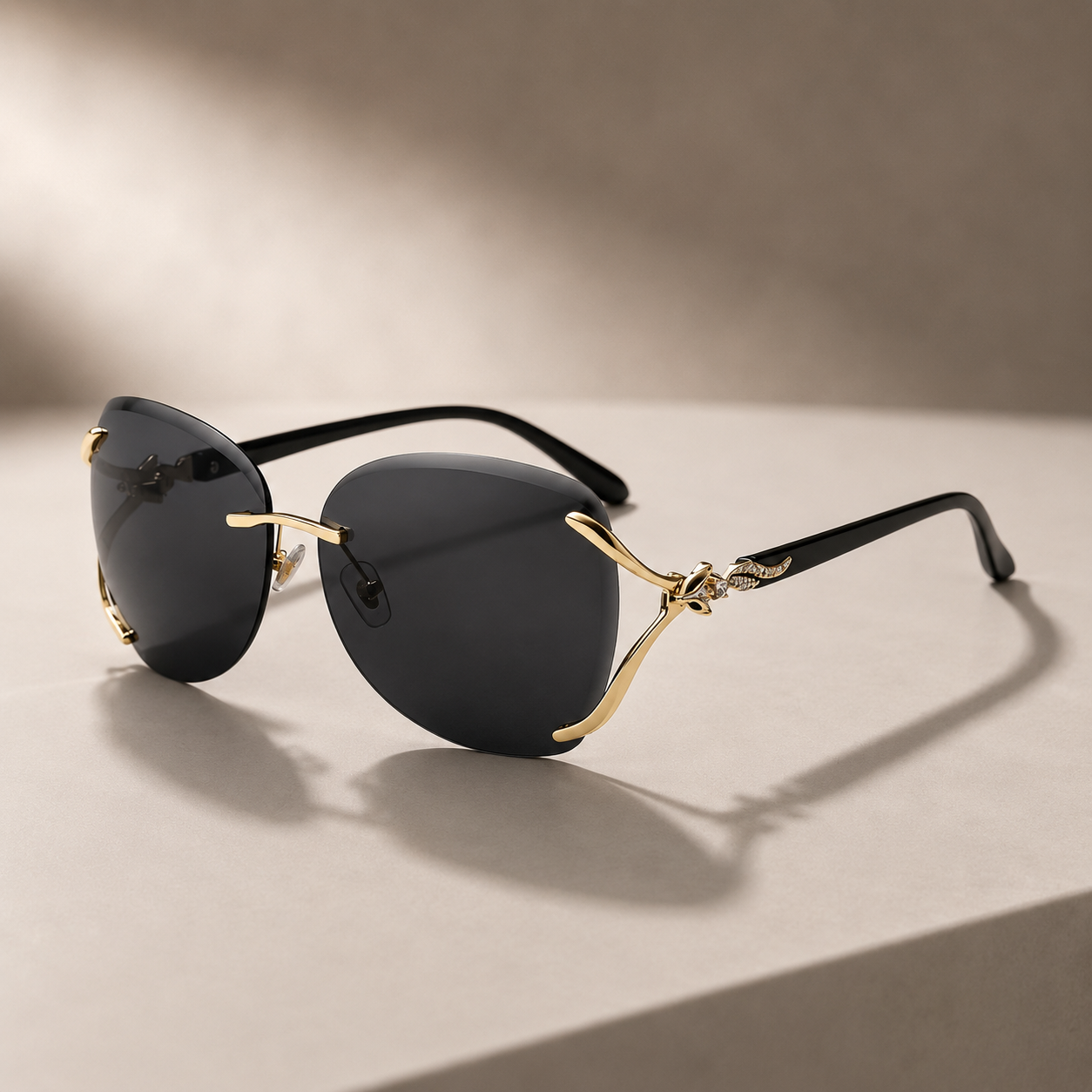 Isadora Women's Rimless Butterfly Sunglasses – UV400 Crystal Accent Shades