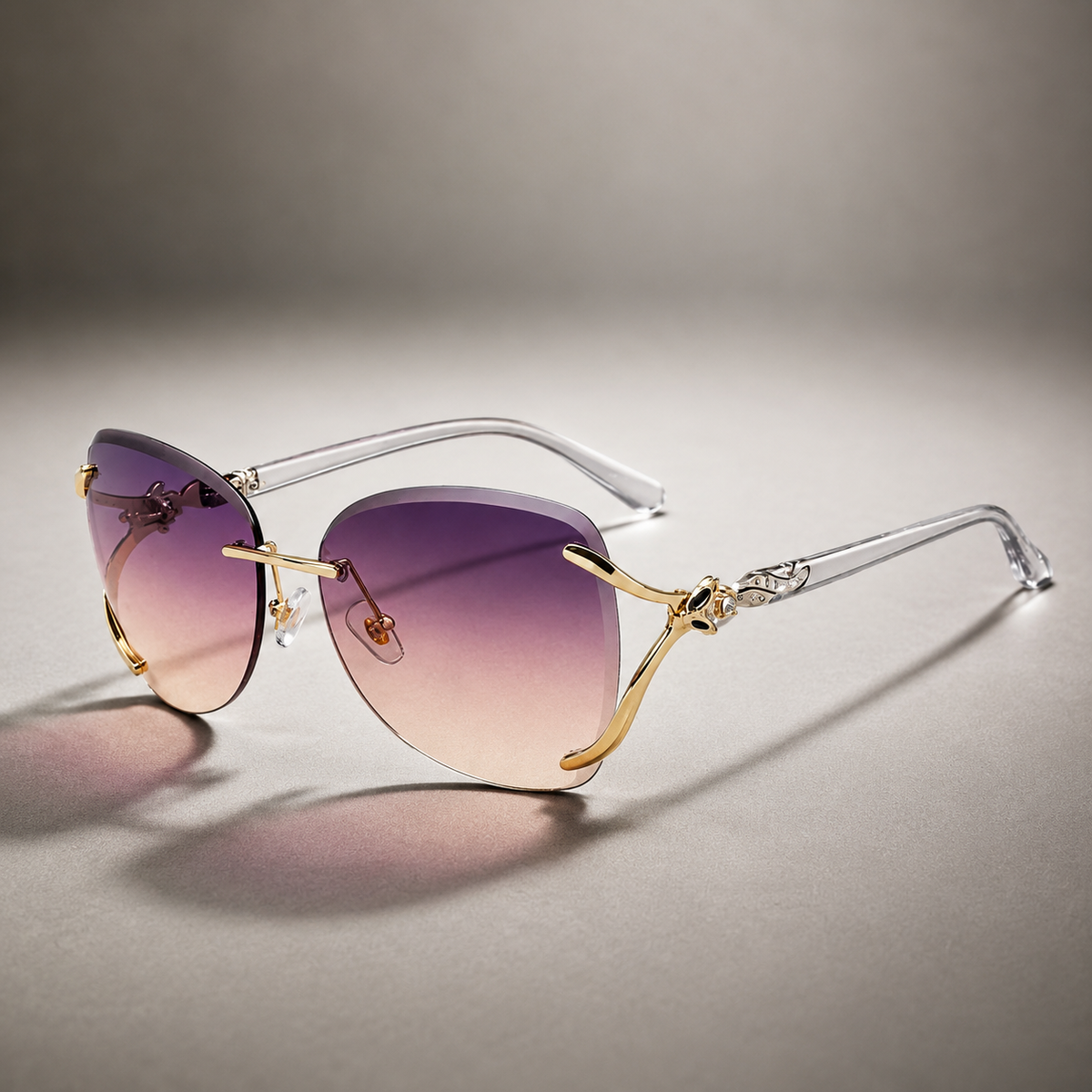 Isadora Women's Rimless Butterfly Sunglasses – UV400 Crystal Accent Shades