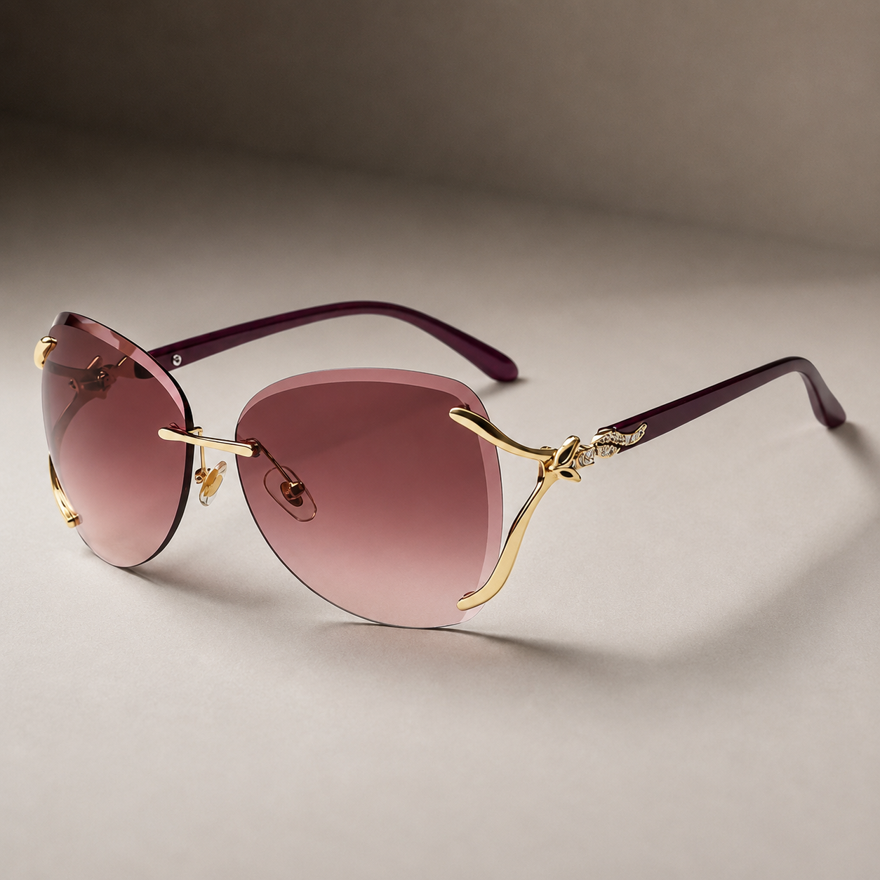 Isadora Women's Rimless Butterfly Sunglasses – UV400 Crystal Accent Shades
