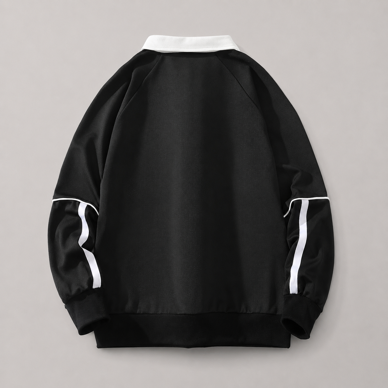 Jeffrey Contrast Collar Long Sleeve Polo Sweatshirt