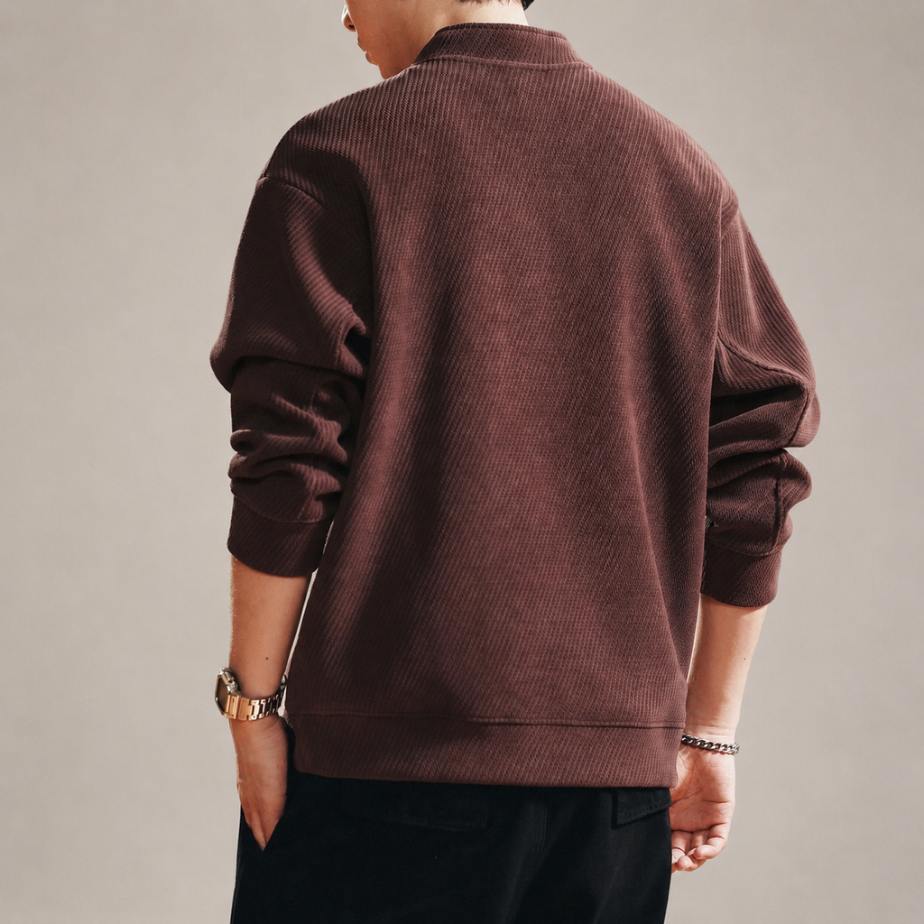 Jersey Men’s Textured Quarter-Zip Pullover Sweatshirt