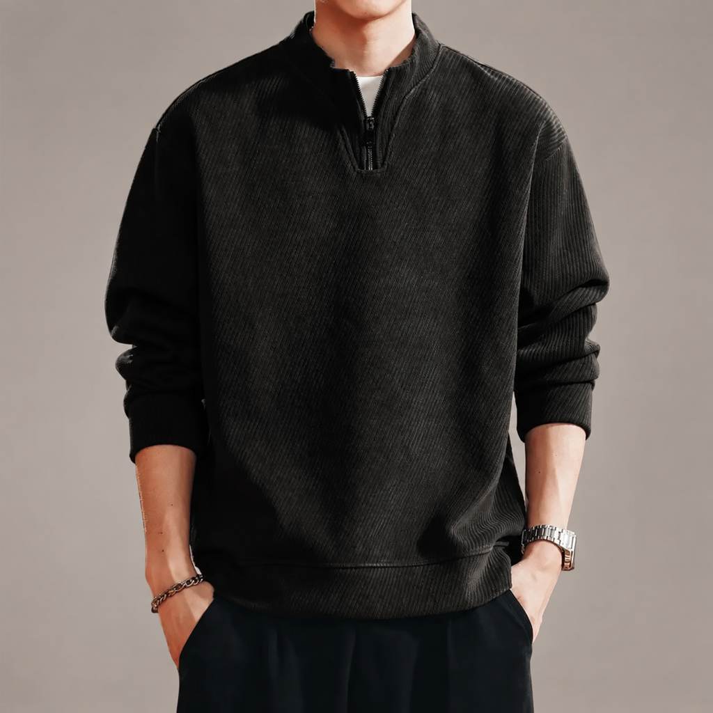 Jersey Men’s Textured Quarter-Zip Pullover Sweatshirt