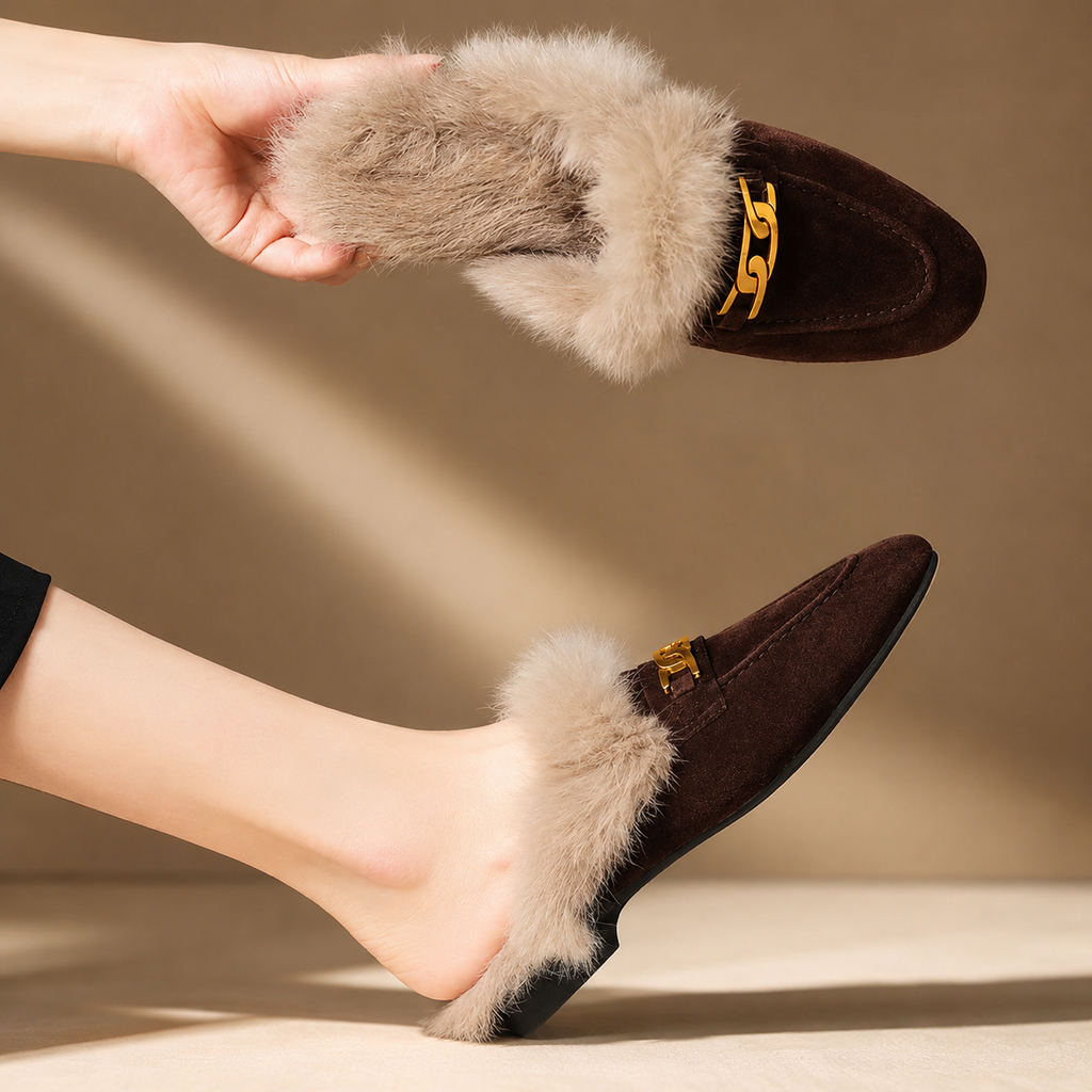 Judy Women’s Suede Faux-Fur Mules
